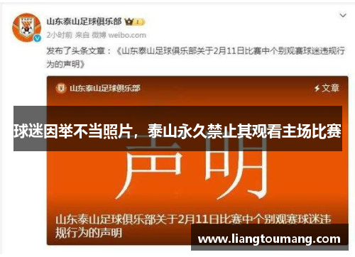 球迷因举不当照片，泰山永久禁止其观看主场比赛